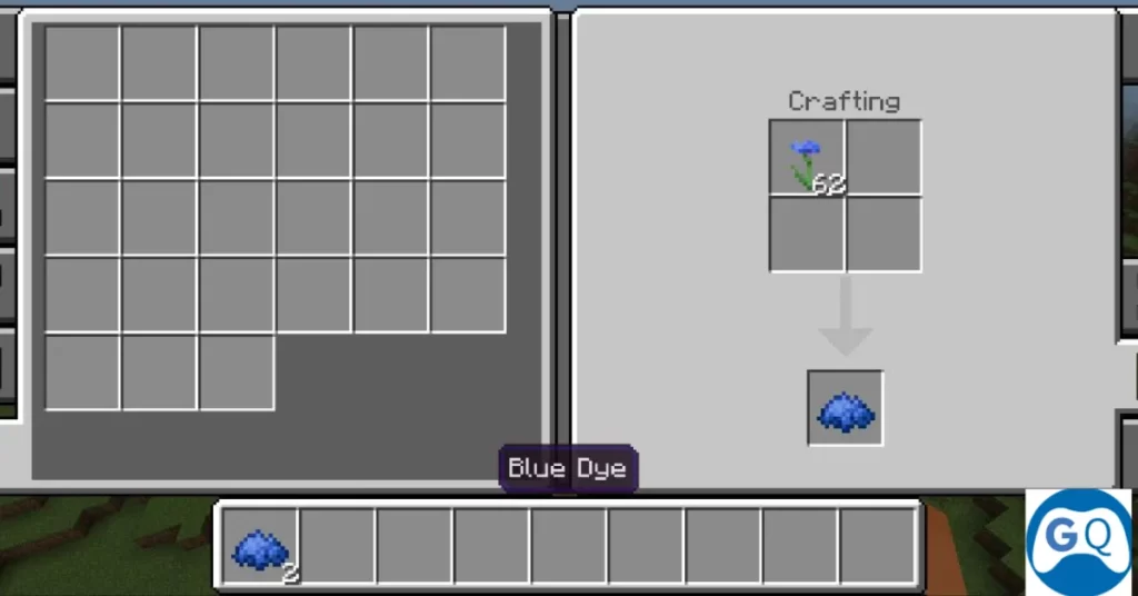 flower placed on crafting table to make dye.