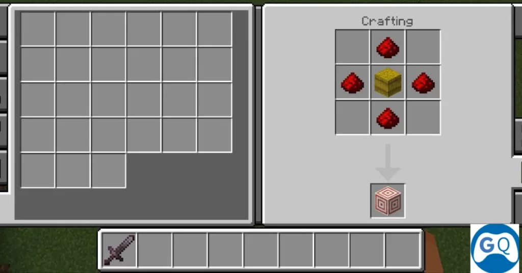redstone dust and haybales on crafting table