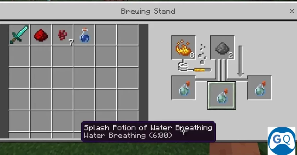 recipe of splash water breathing potion